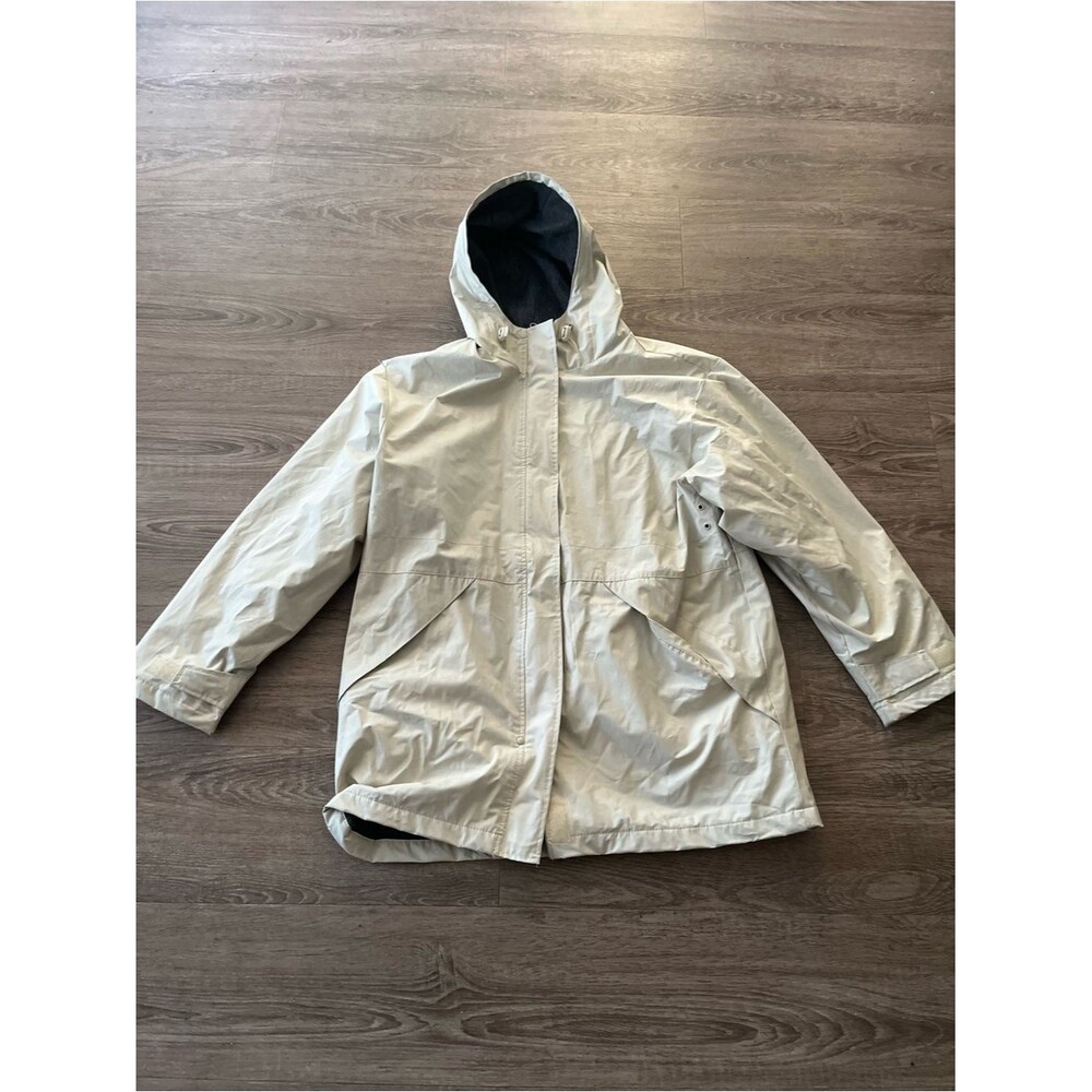 Outbrook Fleece Lined Rain Jacket Womens Medium Cream Hooded Utility Coat